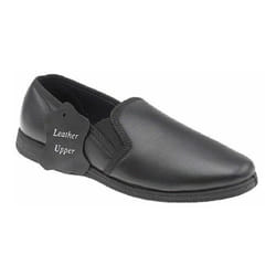 SLEEPERS HADLEY MENS SOFT LEATHER PADDED SLIP ON TWIN GUSSETS SLIPPER - Black, UK 7 / EU 41 / US 8