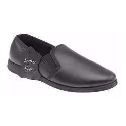 SLEEPERS HADLEY MENS SOFT LEATHER PADDED SLIP ON TWIN GUSSETS SLIPPER - Black, UK 12 / EU 47 / US 13
