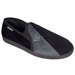 Mens Famous Dunlop WINSTON II Slippers with Super Comfort Cushioned Insock - Black/Grey, UK 11 / EU 46 / US 12