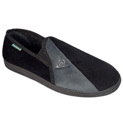 Mens Famous Dunlop WINSTON II Slippers with Super Comfort Cushioned Insock - Black/Grey, UK 12 / EU 47 / US 13