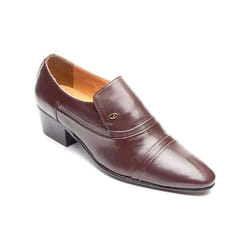Mens Black Lucini Cuban Heel Leather Shoes Slip On Lace Up New Smart Formal Office Wedding Shoes - 26287 Brown, UK 6 / EU 40 / US 7