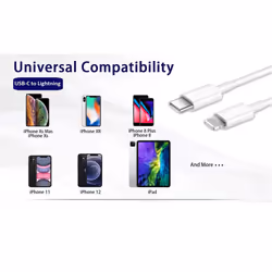 USB-C to Lightning Cable For Apple iPhone - 1m