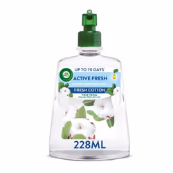 4 X Air Wick Fresh Cotton Active Fresh Aerosol-Free Automatic Spray Refill 228Ml
