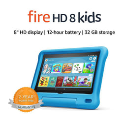 Fire HD 8 Kids tablet | for ages 3-7 | 8" HD display, 32 GB | Pink Kid-Proof Case - Blue, Fire HD 8 Kids tablet
