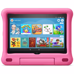 Fire HD 8 Kids tablet | for ages 3-7 | 8" HD display, 32 GB | Pink Kid-Proof Case - Blue, Fire HD 8 Kids tablet
