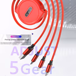 3 In 1 Charging Cable Retractable USB Charge 2.4A Fast Charging Portable Cable Micro Type-C for iPhone - yellow