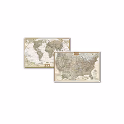 National Geographic Maps NGMRE01021232B World & United States Executive Map - Poster Size