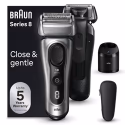 Braun Series 8 Shaver 8567CC, Foil shaver, Black, Silver, Battery, Lithium-Ion (Li-Ion), Built-in battery, 60 min