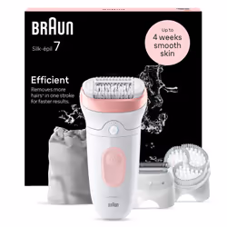 Braun Silk-épil 7 Silk-epil 7 SE7-060 Epilator, Pink, White, 40 tweezers, Battery, 100-240 V, 50-60 Hz, Built-in battery