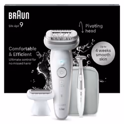 Braun Silk-épil 9 Silk-epil 9 SE9-241 Epilator, White, 40 tweezers, Battery, 100-240 V, 50-60 Hz, Built-in battery