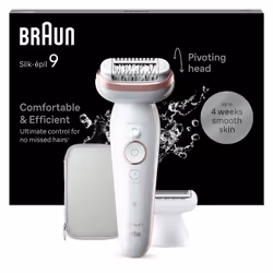 Braun Silk-épil 9 Silk-epil 9 SE9-030 Epilator, Pink, White, 40 tweezers, Battery, 100-240 V, 50-60 Hz, Built-in battery