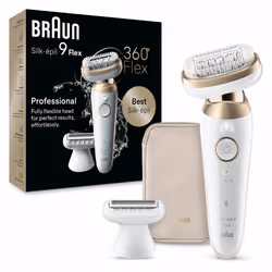 Braun Silk-épil 9 Flex 9-041 3D, Gold, White, 40 tweezers, MicroGrip, 0.5 mm, Battery, Built-in battery