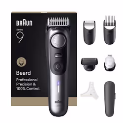 Braun BeardTrimmer 9 BT9520, Washable, Battery, Black, Grey