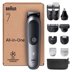 All-in-One Series 7 Grooming Kit, 12in1, ProBlade & AutoSense, 120 Min, SkinGuard & Beard Fading, AquaGrip for Under Water Use, AIO7545, Grey