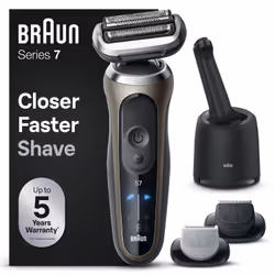Braun Series 7 72-C7650cc, Foil shaver, Black, Brown, 360° Flex, Stainless steel, Buttons, LED