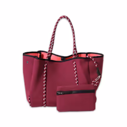 POPUPS Large Neoprene Tote Bag for Women - Everyday Designer Handbag for Travel Work and Beach with Pockets and Zipper Pouch  ...