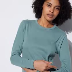 Uniqlo Japan SofT Rib Crewneck T  Long Sleeve - 03 GRAY/XS