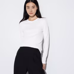 Uniqlo Japan SofT Rib Crewneck T  Long Sleeve - 00 WHITE/XL