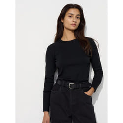 Uniqlo Japan SofT Rib Crewneck T  Long Sleeve - 09 BLACK/XXL
