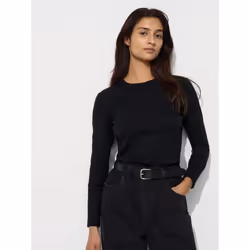 Uniqlo Japan SofT Rib Crewneck T Long Sleeve - 09 BLACK/L