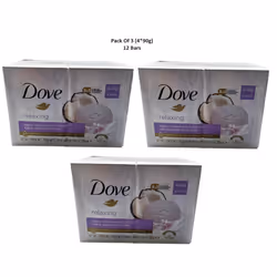 3 X Dove Relaxing Beauty Bar Soap  4 X 90g (12 Bars)