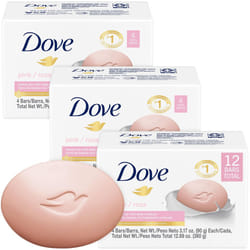 Dove Soap  Pink Beauty Bar 3-Pack (12 Soap Bars) - 3-in-1 Moisturizing Face  Body & Hand Soap  4.75 Oz Ea