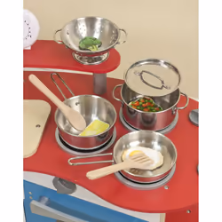 Melissa & Doug Stainless Steel Pots & Pans Pretend Play Kitchen for Kids (8 pcs)