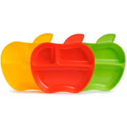 Munchkin Lil' Apple Divided Toddler Plates, Pack of 3
