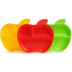 Munchkin Lil' Apple Divided Toddler Plates, Pack of 3