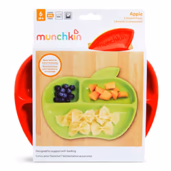 Munchkin Lil' Apple Divided Toddler Plates, Pack of 3