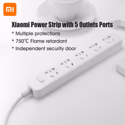 Xiaomi Power Strip With Grounded Surge Protector With 5 Outlets Ports With Flat Plug Powerport
