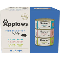 Applaws Natural Wet Adult Cat Food, Fish Selection in Jelly 70g Tin (Pack of 12)