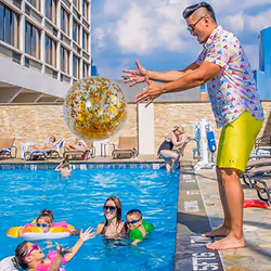 40cm/16inch Beach Ball Transparent Inflatable Swimming Pool Toy Ball with Beautiful Confetti - silver