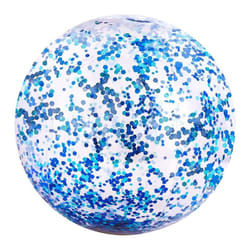 40cm/16inch Beach Ball Transparent Inflatable Swimming Pool Toy Ball with Beautiful Confetti - blue
