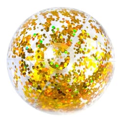 40cm/16inch Beach Ball Transparent Inflatable Swimming Pool Toy Ball with Beautiful Confetti - gold