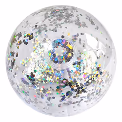 40cm/16inch Beach Ball Transparent Inflatable Swimming Pool Toy Ball with Beautiful Confetti - gold