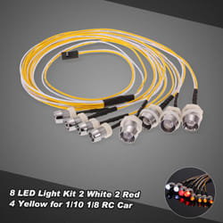 Kit De 8 LED 2 Blanc 2 Rouge 4 Jaune Pour 1/10 1/8 Traxxas SCX10 D90 RC Car
