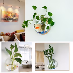 Home Decoration Wall Mount Fish Tanks Goldfish Bowl Acrylic Hanging Aquariums Flowerpot Flower Vase - 150mm &amp; type 2