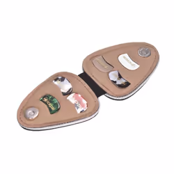 Guitar Picks Holder Case Bag PU Synthetic Leather with 6pcs Celluloid Picks String Instrument