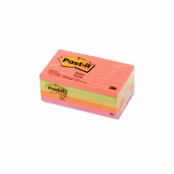 3M  Self-Stock Notes  3 x 5  Five Neon Colors  Five 100-Sheet Pads
