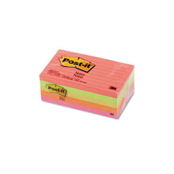 3M  Self-Stock Notes  3 x 5  Five Neon Colors  Five 100-Sheet Pads