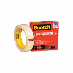 3M  Transparent Glossy Tape  1&apos;&apos; x 72 Yards  3&apos;&apos; Core  Clear