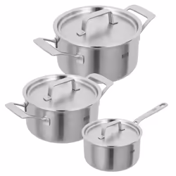 KUHN RIKON CULINARY FIVEPLY SET · Saucepan 1.7 L + Pots 3.4 L + 6.4 L, Boiling set, Stainless steel, Aluminium, Stainless ste ...