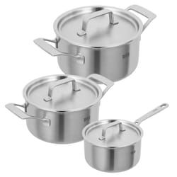 KUHN RIKON CULINARY FIVEPLY SET · Saucepan 1.7 L + Pots 3.4 L + 6.4 L