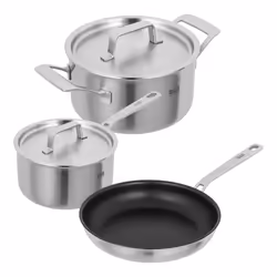 KUHN RIKON CULINARY FIVEPLY SET · Saucepan 1.7L + Pot 3.4 L + Frypan Ø 24 cm, Mixed set, Stainless steel, Aluminium, Stainles ...