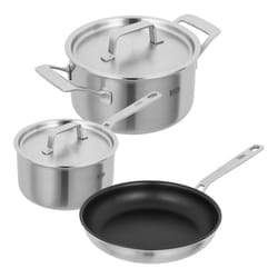 KUHN RIKON CULINARY FIVEPLY SET · Saucepan 1.7L + Pot 3.4 L + Frypan Ø 24 cm