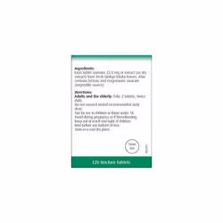 Ginkgo Biloba Tablets | Food Supplement | Extract from Fresh Ginkgo biloba Leaves | Suitable for Vegetarians | 30 Days Supply | 120 Tablets