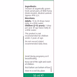 Viola Tricolor Wild Pansy|Herbal food supplement|Extract of organically grown and freshly harvested Viola Tricolor|Suitable for Vegans|50ml