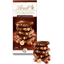 Lindt Les Grandes 34% Hazelnut Dark Chocolate Bar 150g