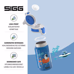 Sigg - Kids Water Bottle - Shield ONE Space - Leakproof - Lightweight - BPA Free - Stainless Steel - Blue With Astronaut - 17 Oz